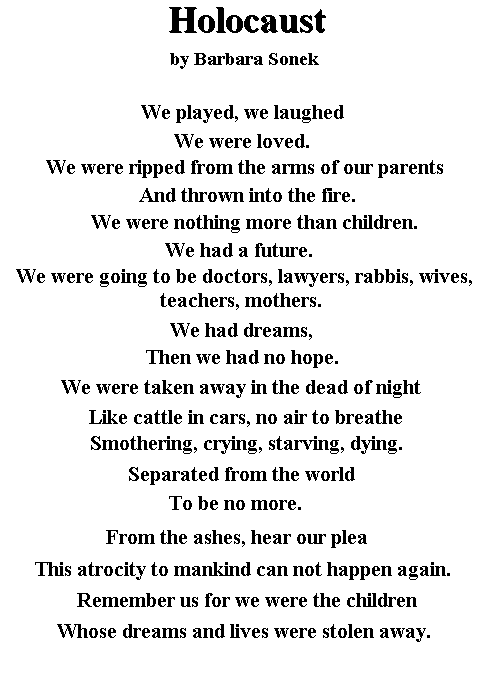 Image result for poem about the holocaust